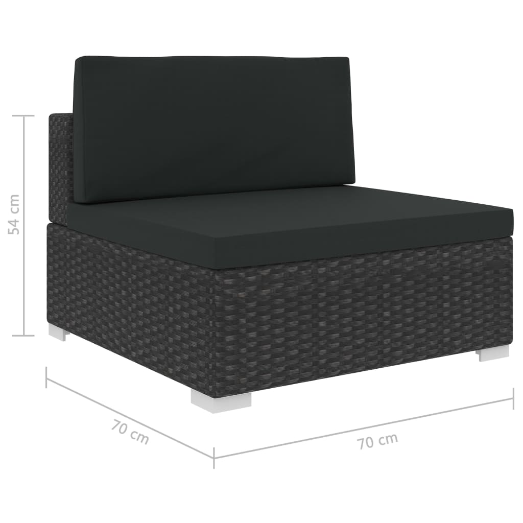 Set mobilier de grădină cu perne, 7 piese, negru, poliratan