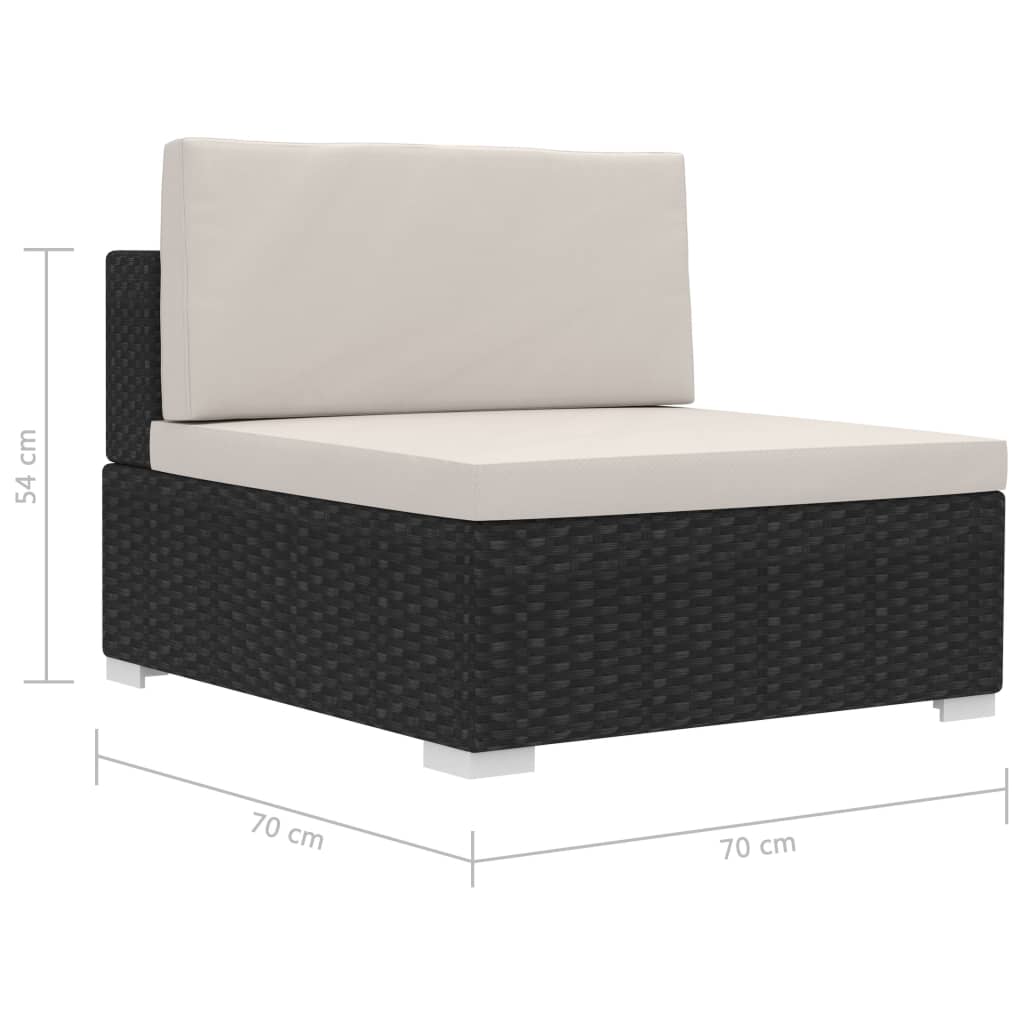 Set mobilier de grădină cu perne, 4 piese, negru, poliratan