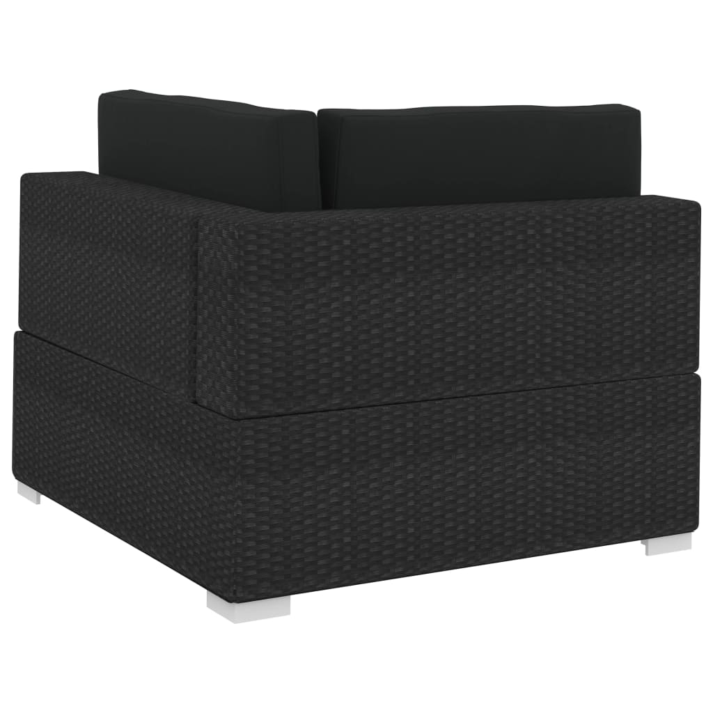 Set mobilier de grădină cu perne, 4 piese, negru, poliratan