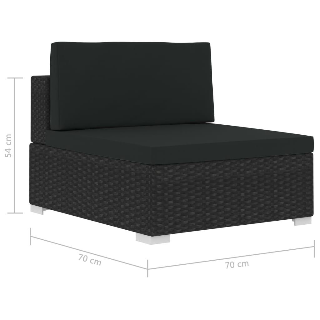 4-piece garden furniture set with cushions, black, polyrattan