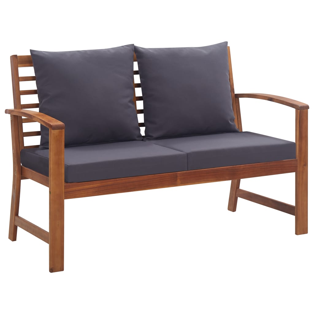 Garden furniture set with cushions, 4 pieces, solid acacia wood