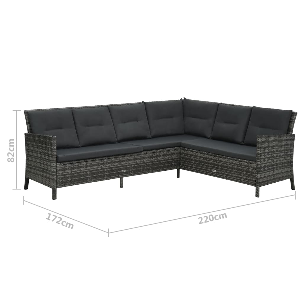 Set mobilier de grădină cu perne, 4 piese, poliratan, gri