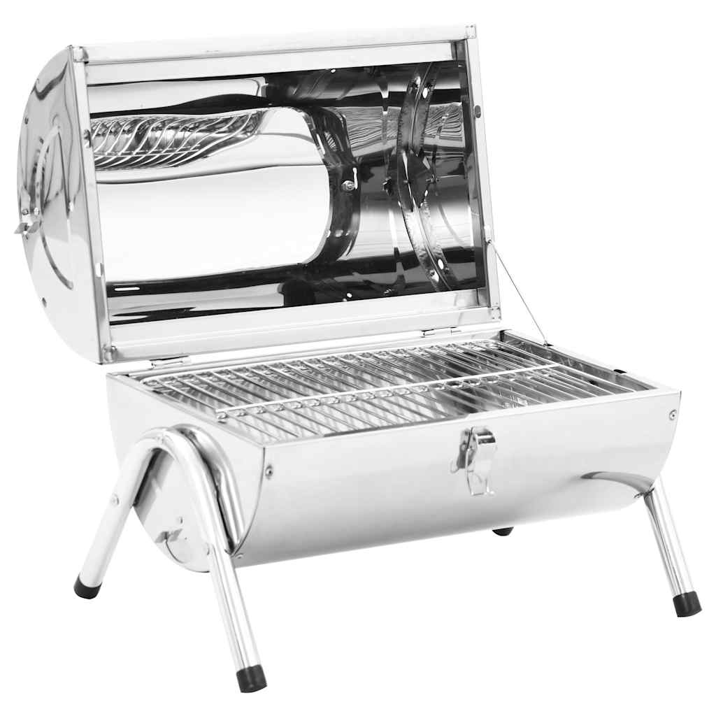 Portable charcoal grill, stainless steel, double grate