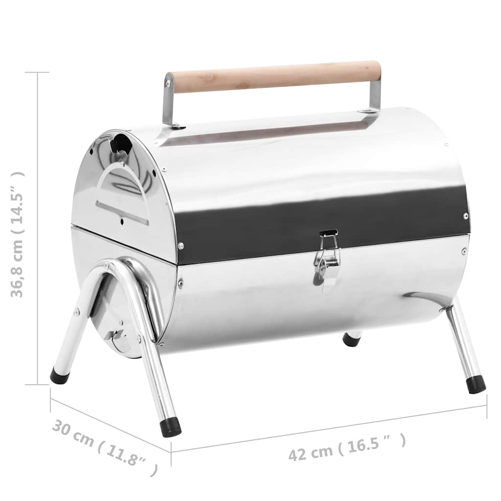 Portable charcoal grill, stainless steel, double grate