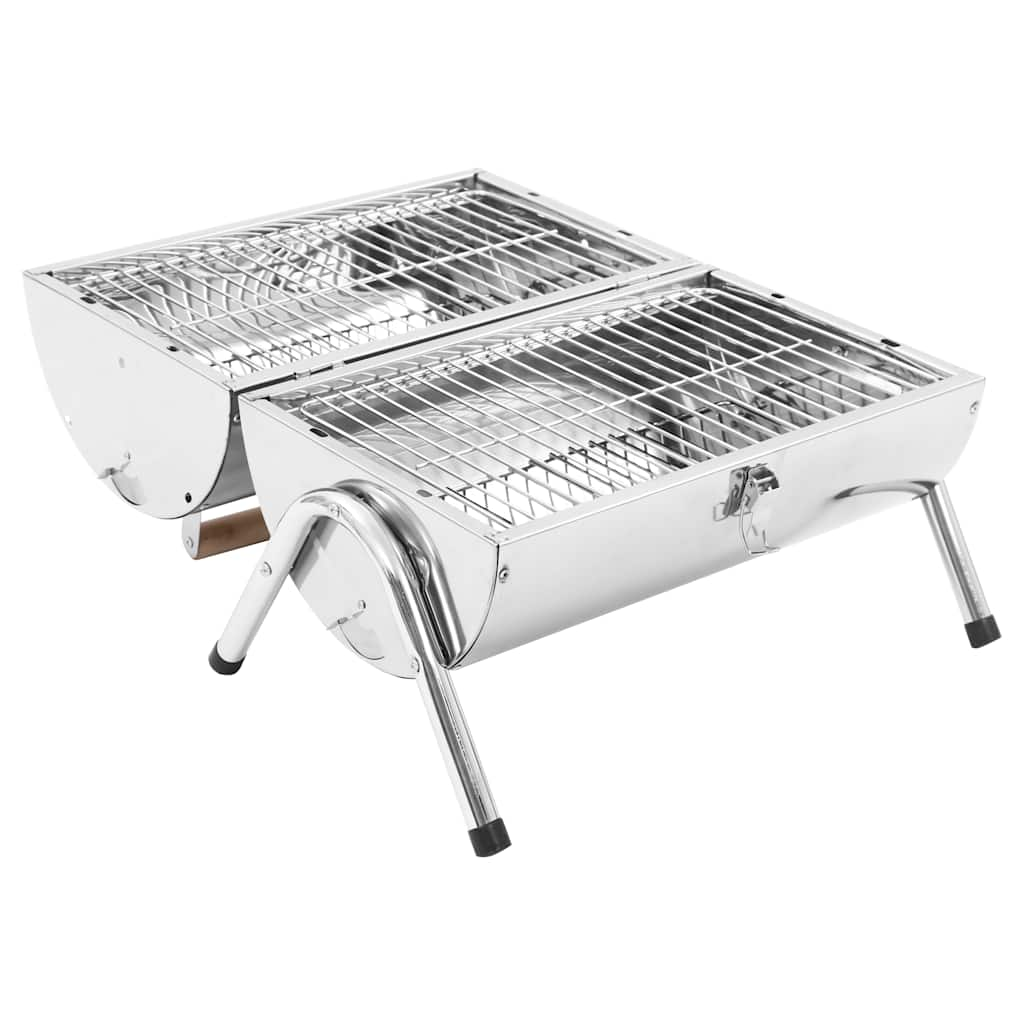 Portable charcoal grill, stainless steel, double grate