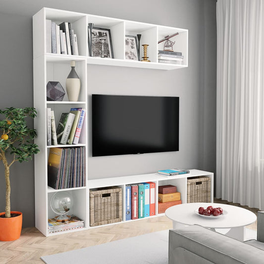 Bookcase/TV cabinet set, 3 pieces, white, 180 x 30 x 180 cm