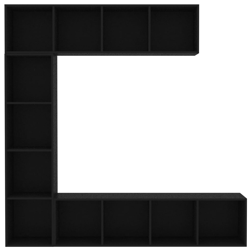 Bookcase/TV cabinet set, 3 pieces, black, 180x30x180 cm