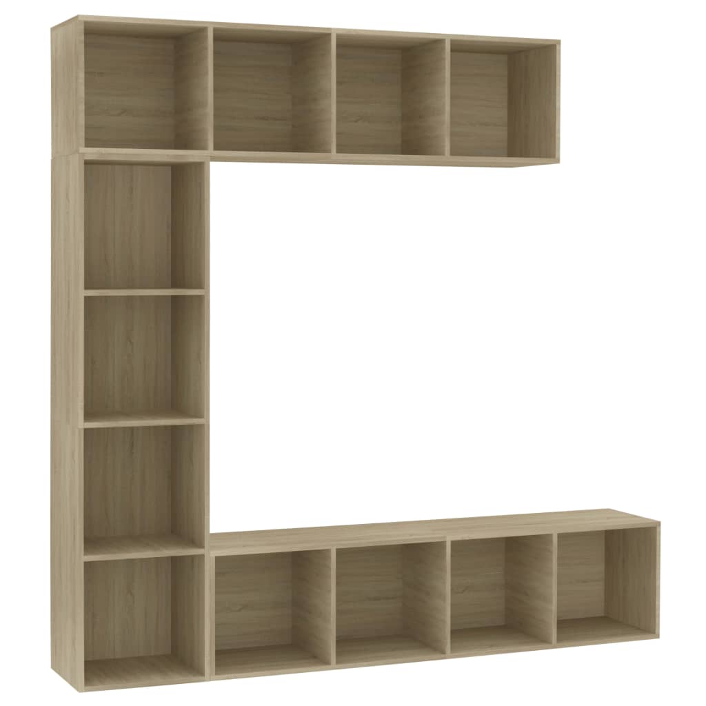 Bookcase / TV cabinet, 3 pieces, Sonoma oak, 180 x 30 x 180 cm