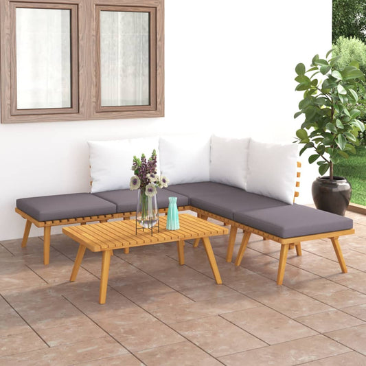 Garden furniture set, 6 pieces, solid acacia wood