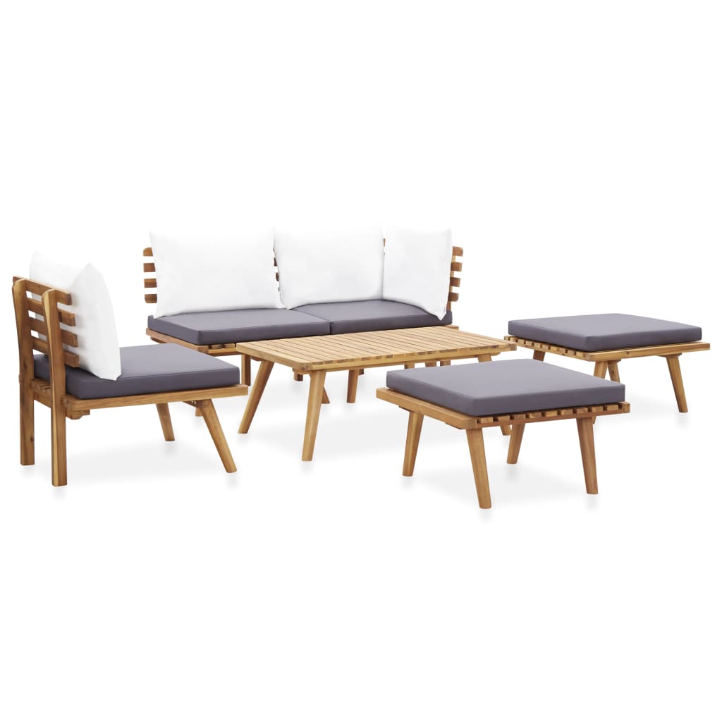 Garden furniture set, 6 pieces, solid acacia wood