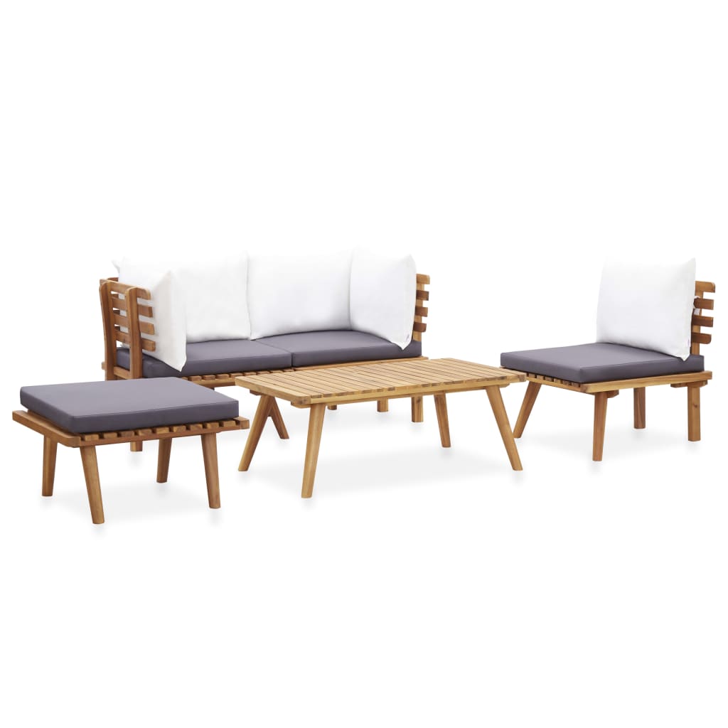 Garden furniture set, 5 pieces, solid acacia wood