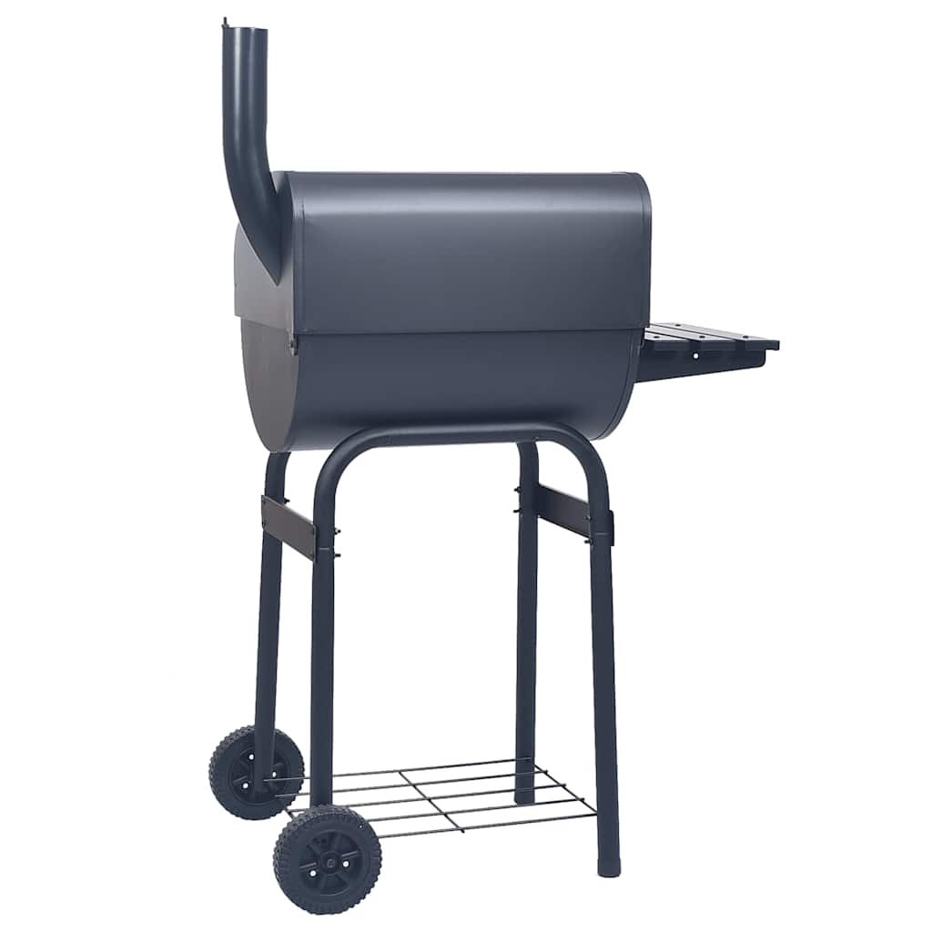 Charcoal barbecue grill, smoker and lower rack, black