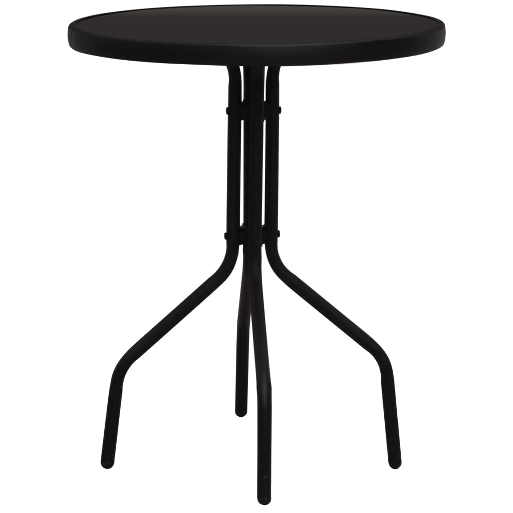 Set mobilier de bistro, 3 piese, negru, ratan PVC