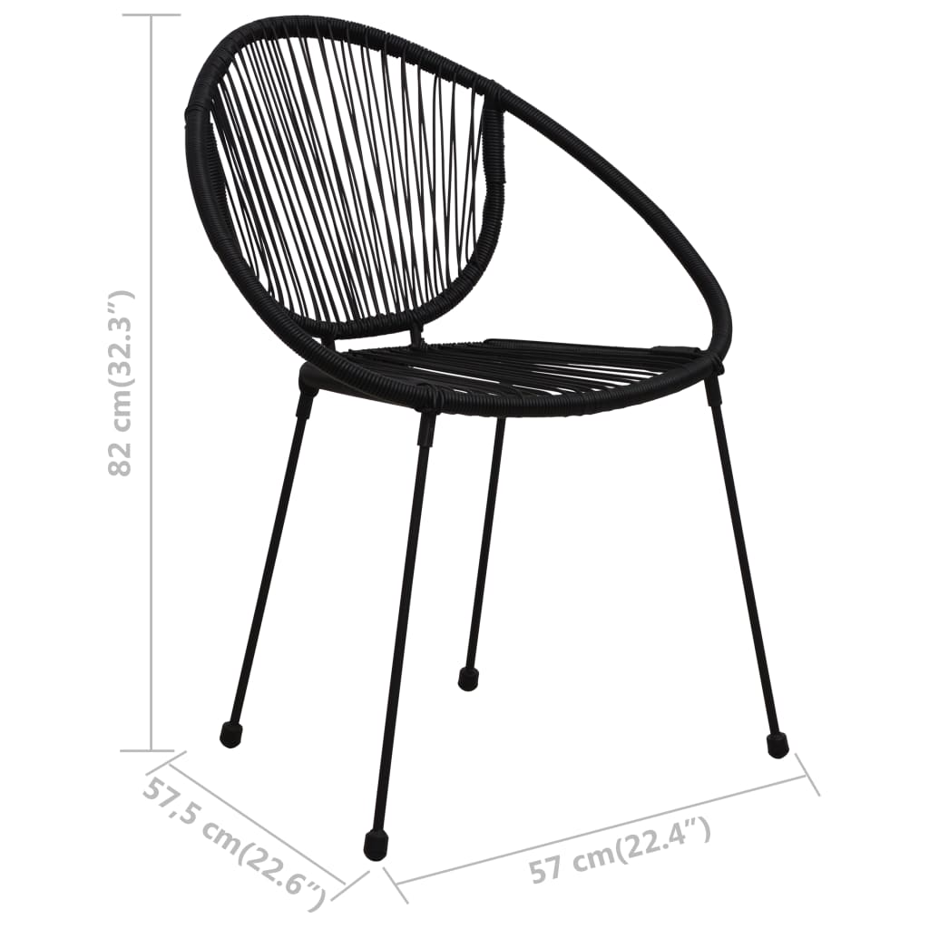 Set mobilier de bistro, 3 piese, negru, ratan PVC