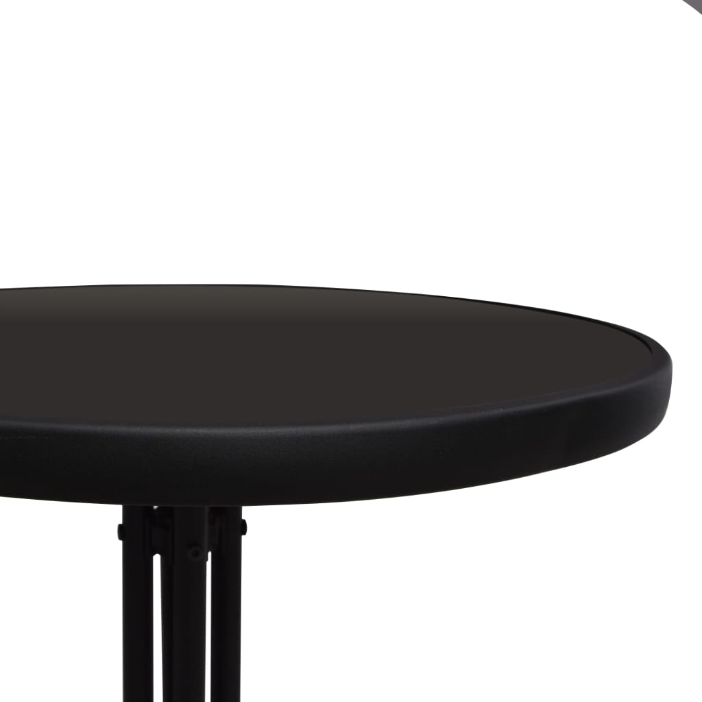 Set mobilier de bistro, 3 piese, negru, ratan PVC