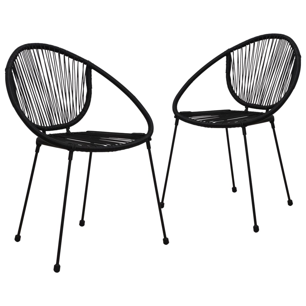 Bistro furniture set, 3 pieces, black, PVC rattan