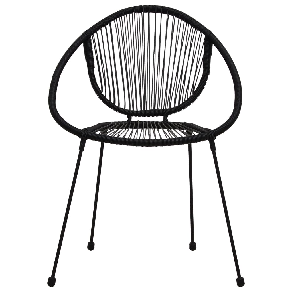 Bistro furniture set, 3 pieces, black, PVC rattan