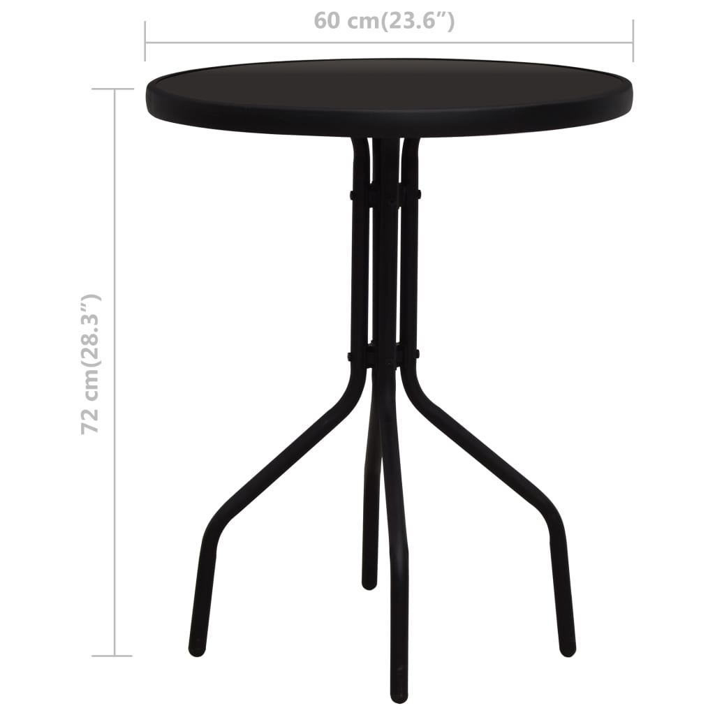 Bistro furniture set, 3 pieces, black, PVC rattan