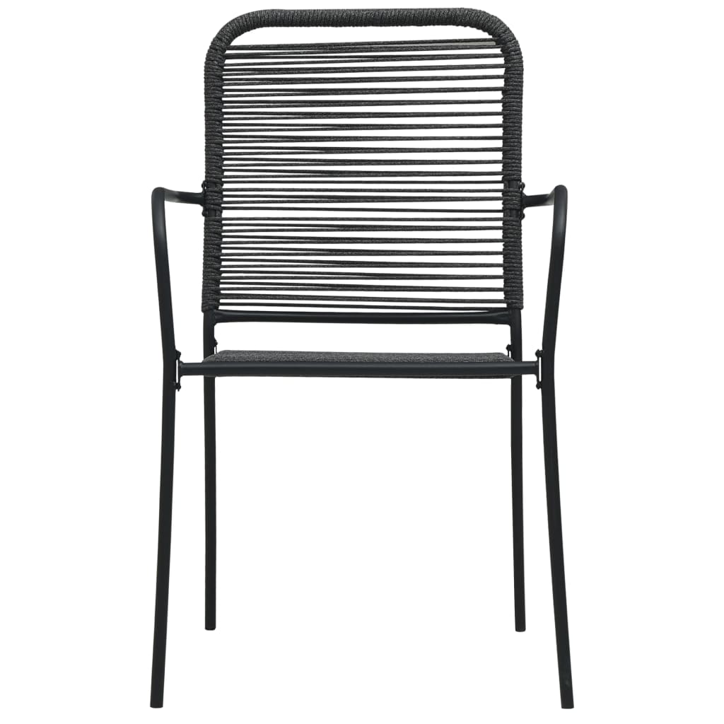 Set mobilier de exterior, 5 piese, negru, frânghie și oțel