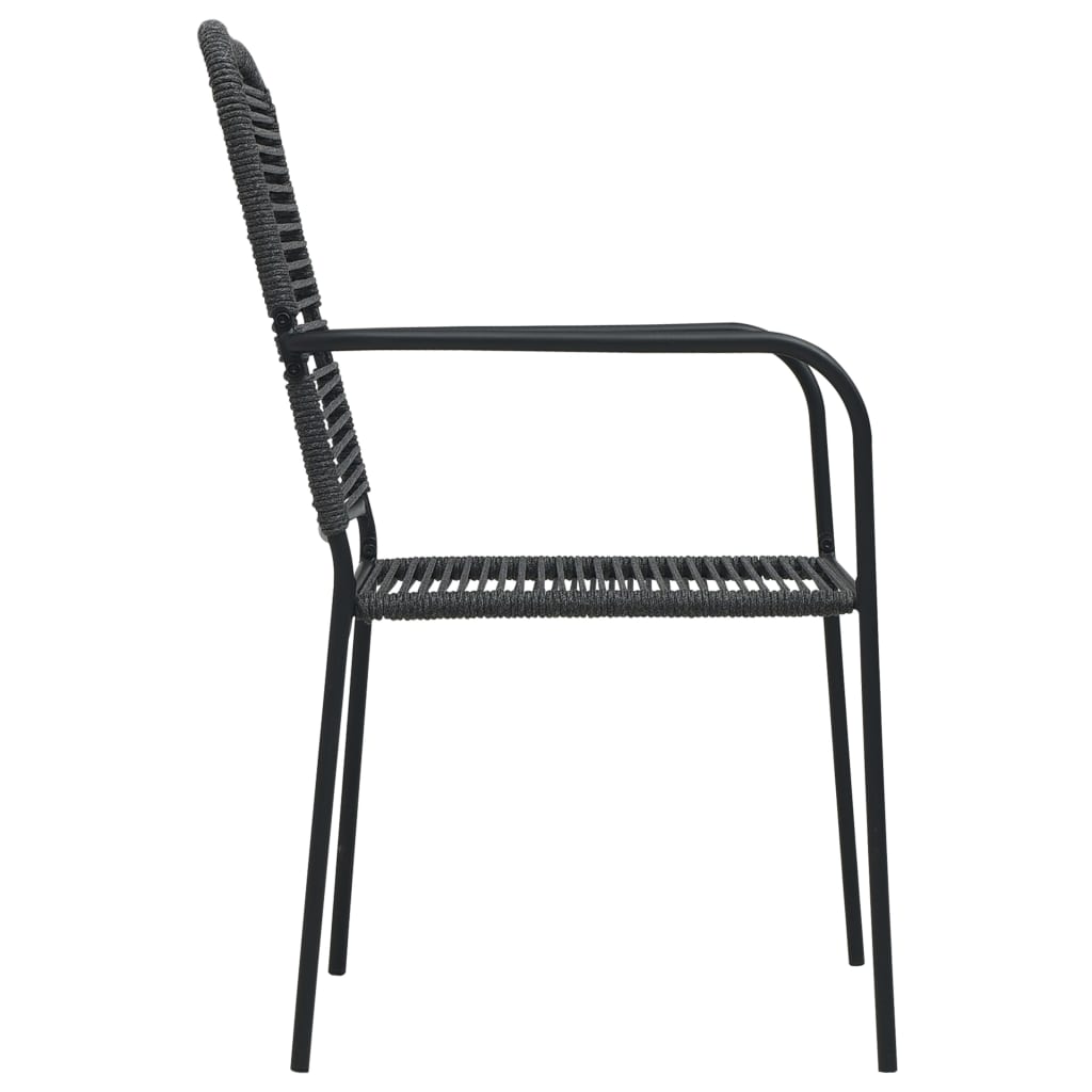 Set mobilier de exterior, 5 piese, negru, frânghie și oțel