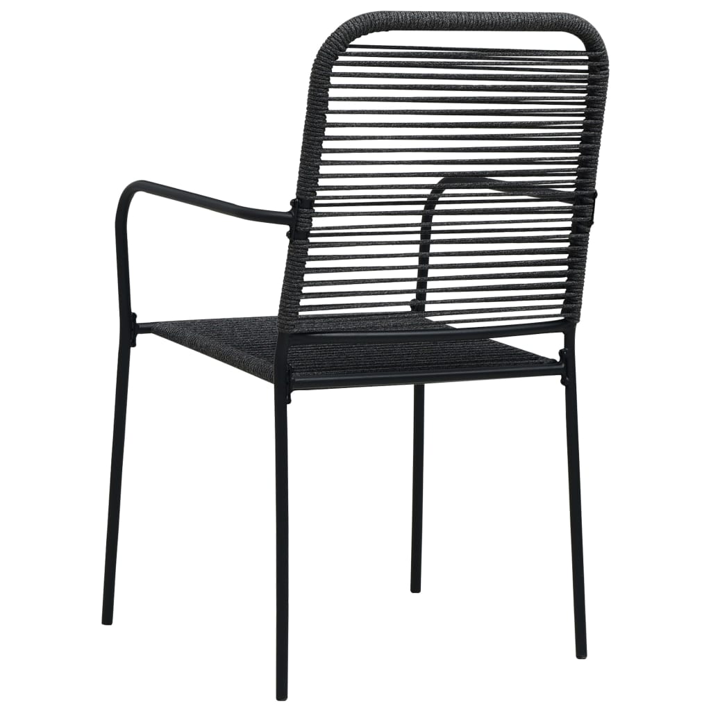 Set mobilier de exterior, 5 piese, negru, frânghie și oțel