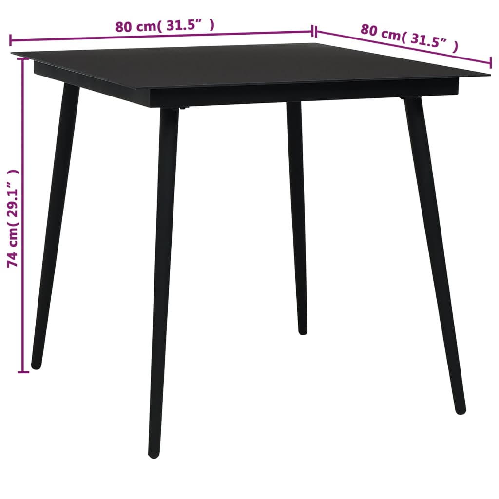 Set mobilier de exterior, 5 piese, negru, frânghie și oțel