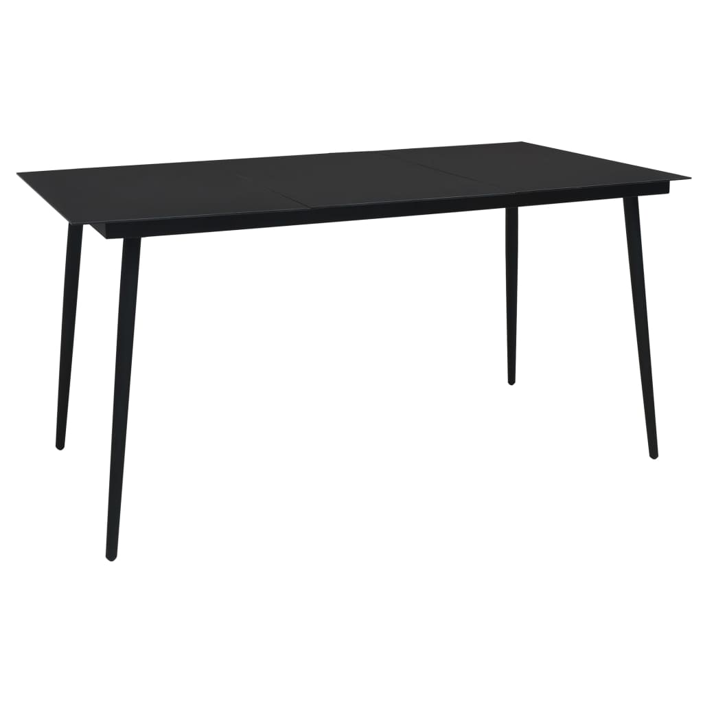 Set mobilier de exterior, 7 piese, negru, frânghie și oțel