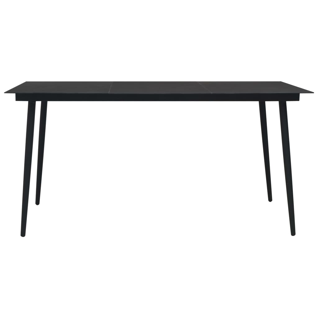 Set mobilier de exterior, 7 piese, negru, frânghie și oțel