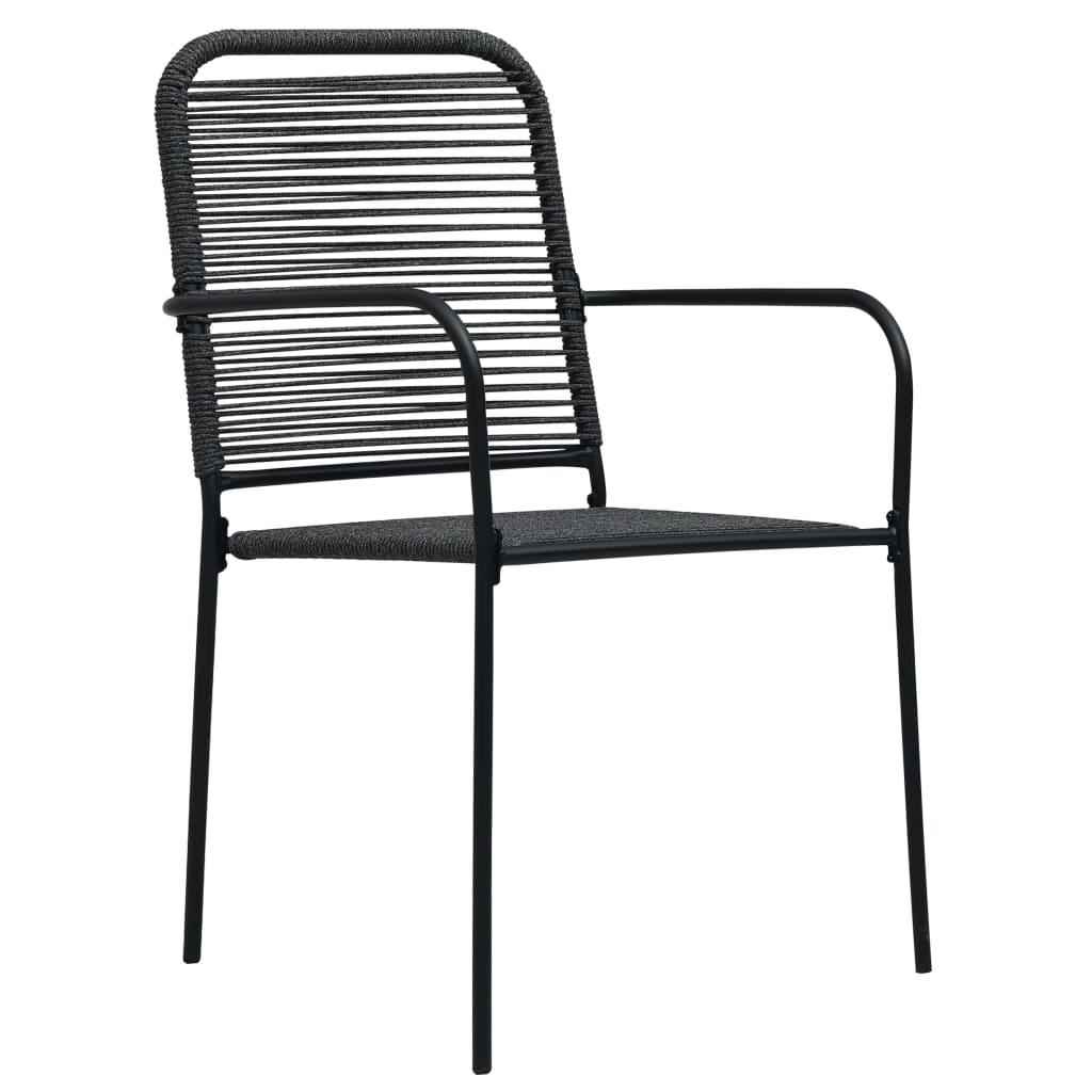 Set mobilier de exterior, 7 piese, negru, frânghie și oțel