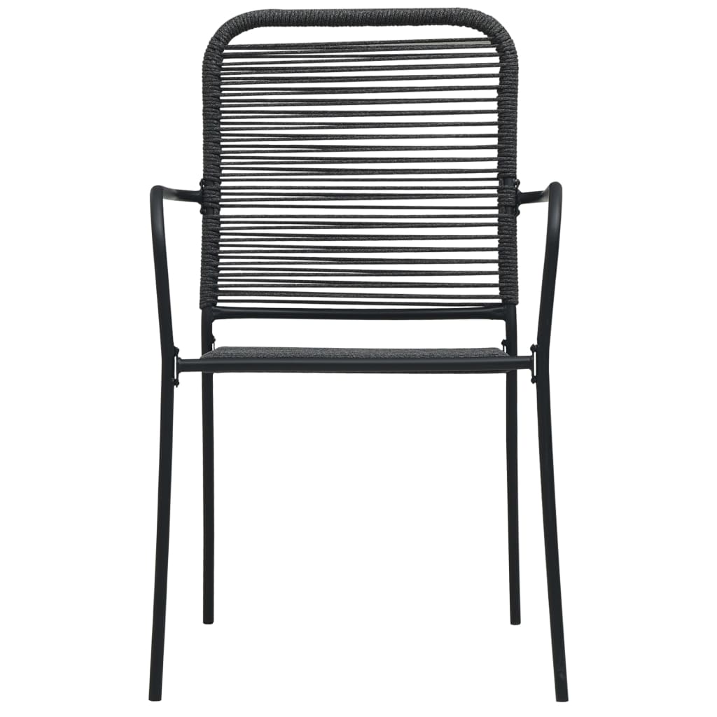 Set mobilier de exterior, 7 piese, negru, frânghie și oțel