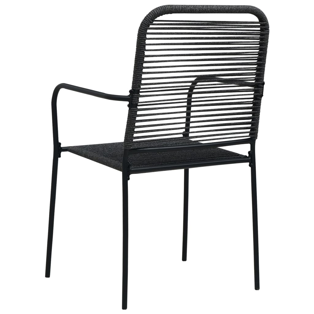 Set mobilier de exterior, 7 piese, negru, frânghie și oțel