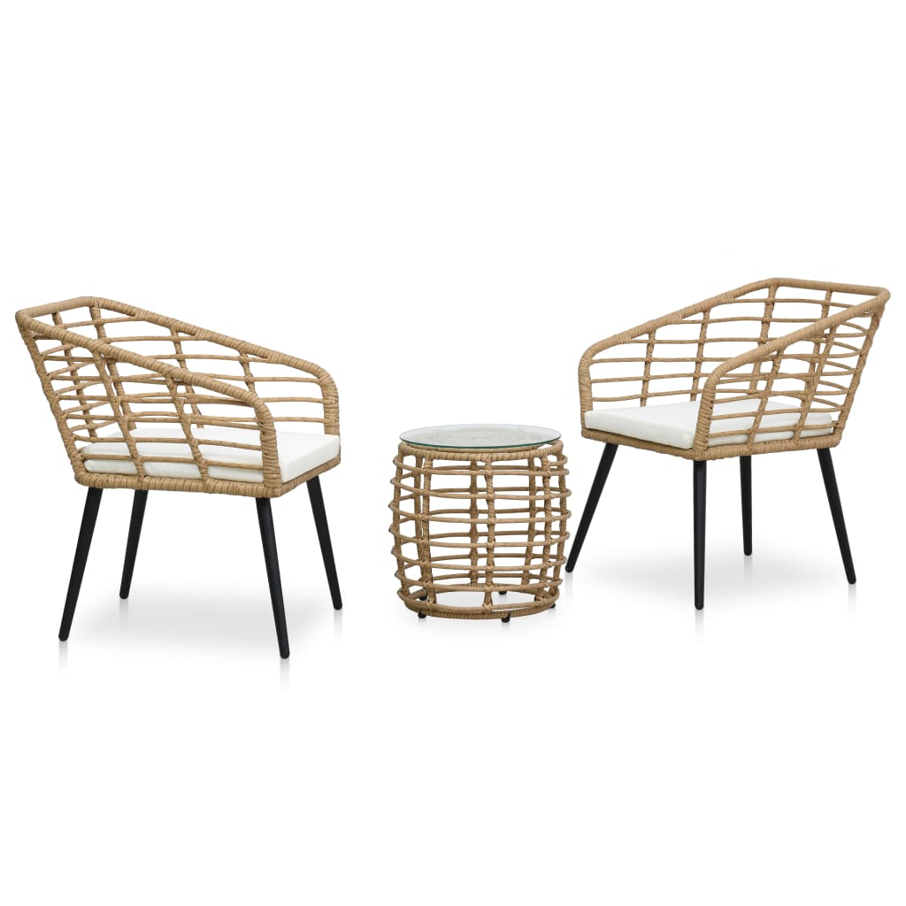 Set mobilier de bistro, 3 piese, stejar, poliratan