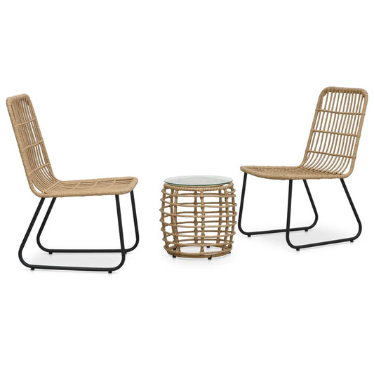 Bistro furniture set, 3 pieces, oak, polyrattan