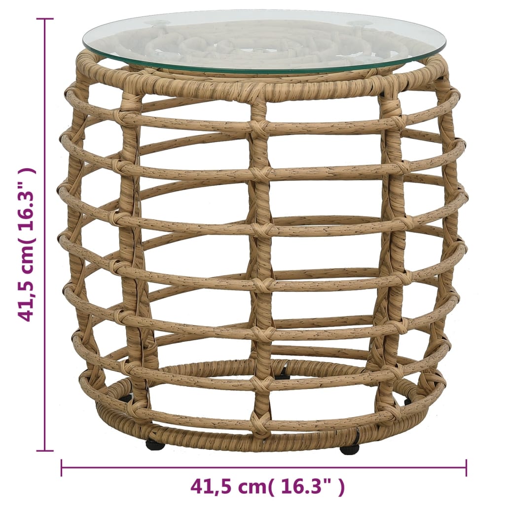 Bistro furniture set, 3 pieces, oak, polyrattan