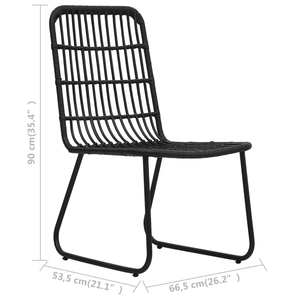 Set mobilier de bistro, 3 piese, negru, poliratan