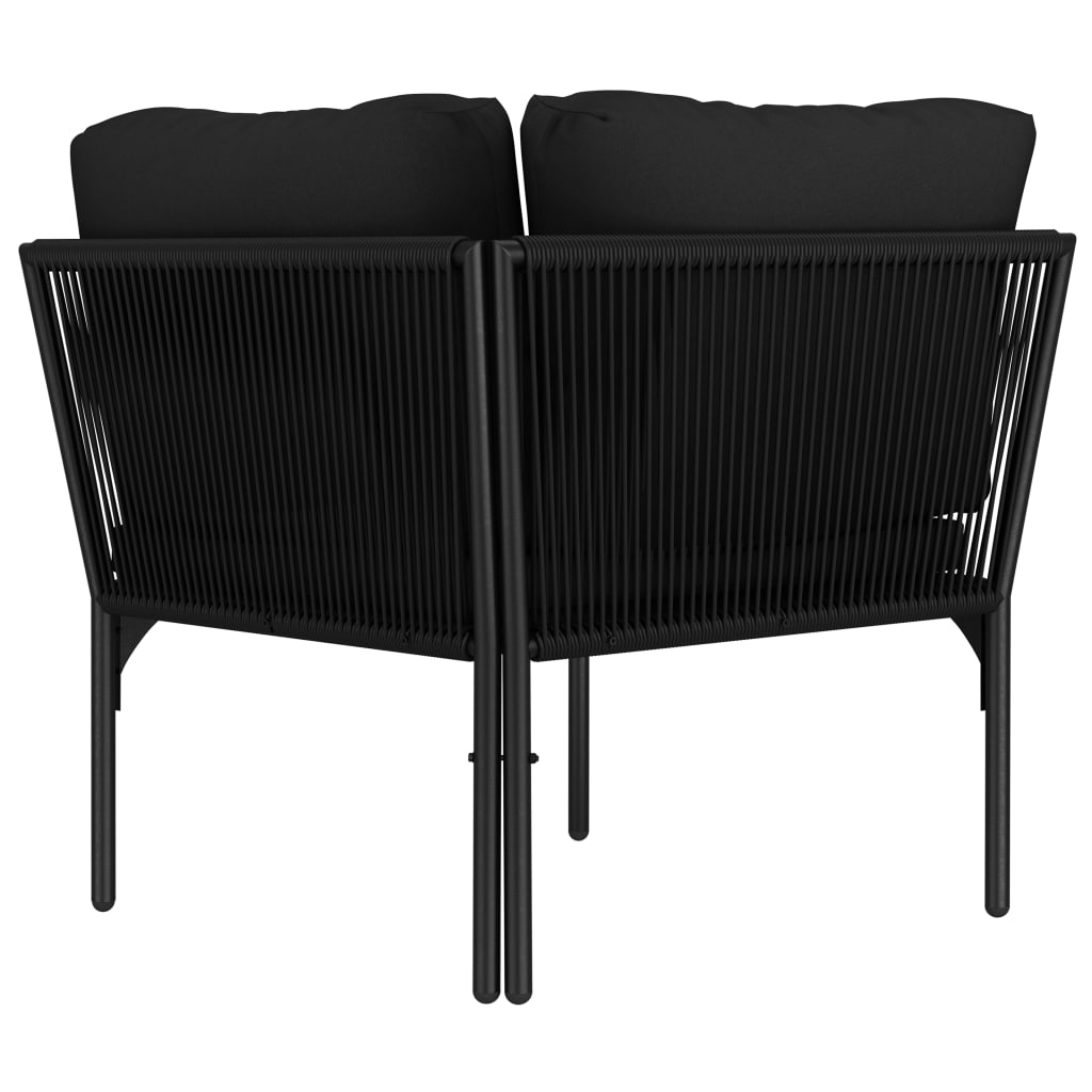 Set mobilier de grădină cu perne, 6 piese, negru, PVC