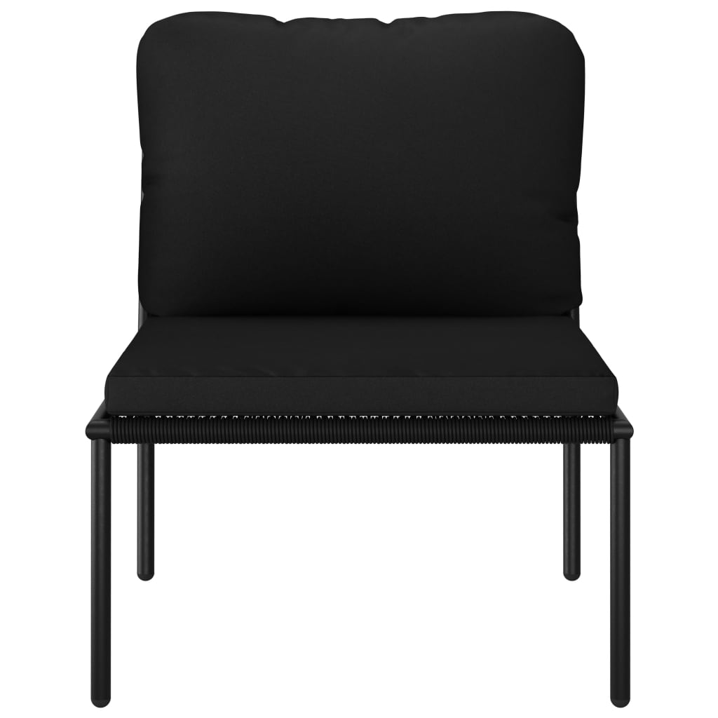 Set mobilier de grădină cu perne, 5 piese, negru, PVC