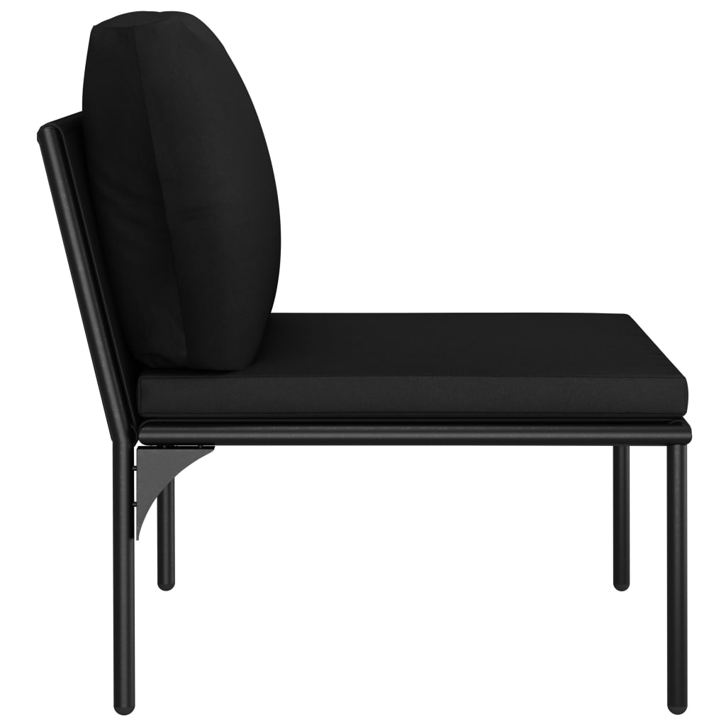 Set mobilier de grădină cu perne, 5 piese, negru, PVC