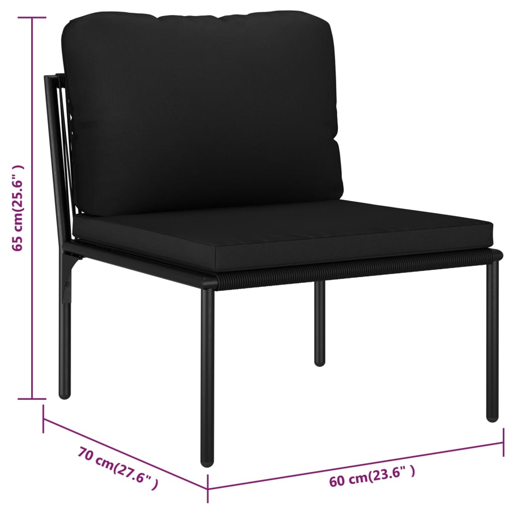 Set mobilier de grădină cu perne, 5 piese, negru, PVC