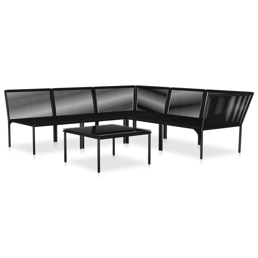 Set mobilier de grădină cu perne, 6 piese, negru, PVC