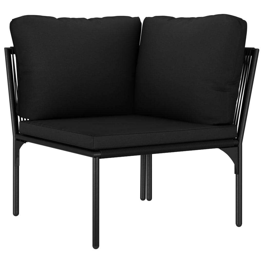 Set mobilier de grădină cu perne, 6 piese, negru, PVC