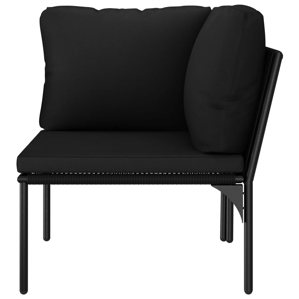 Set mobilier de grădină cu perne, 6 piese, negru, PVC