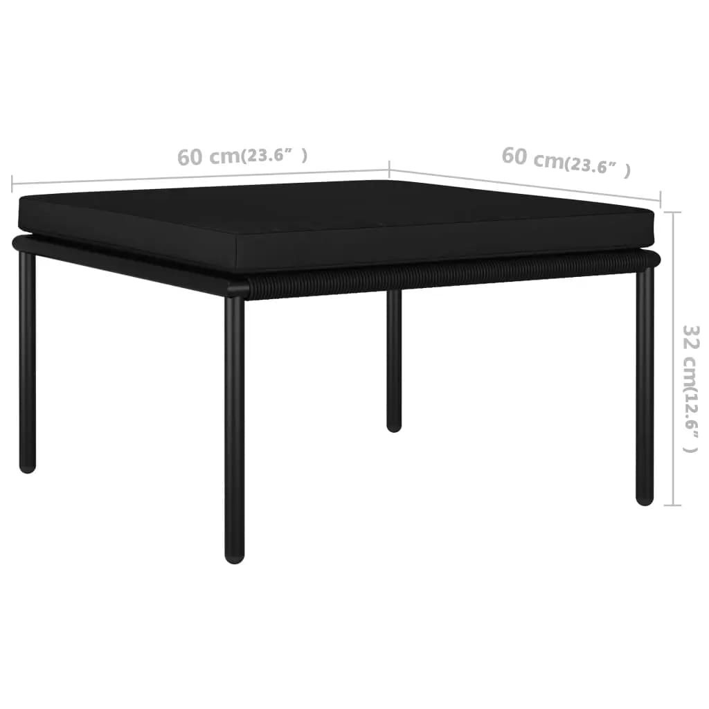 Set mobilier de grădină cu perne, 3 piese, negru, PVC