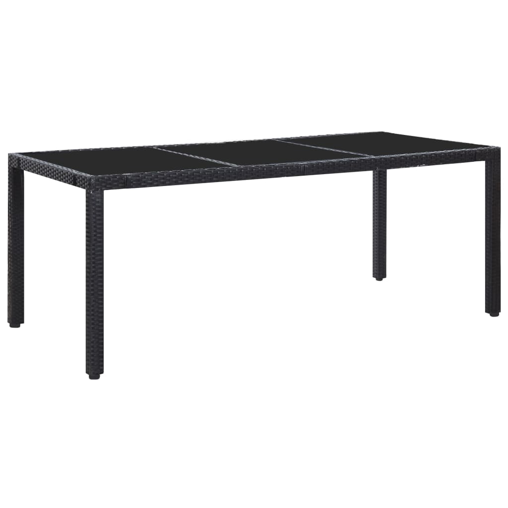 Set mobilier de exterior, 9 piese, negru, poliratan