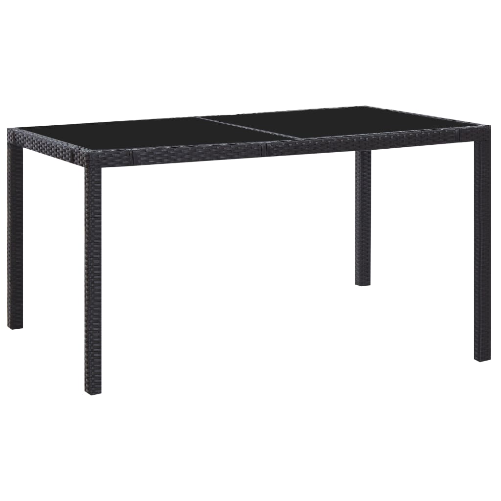 Set mobilier de grădină, 7 piese, negru, poliratan