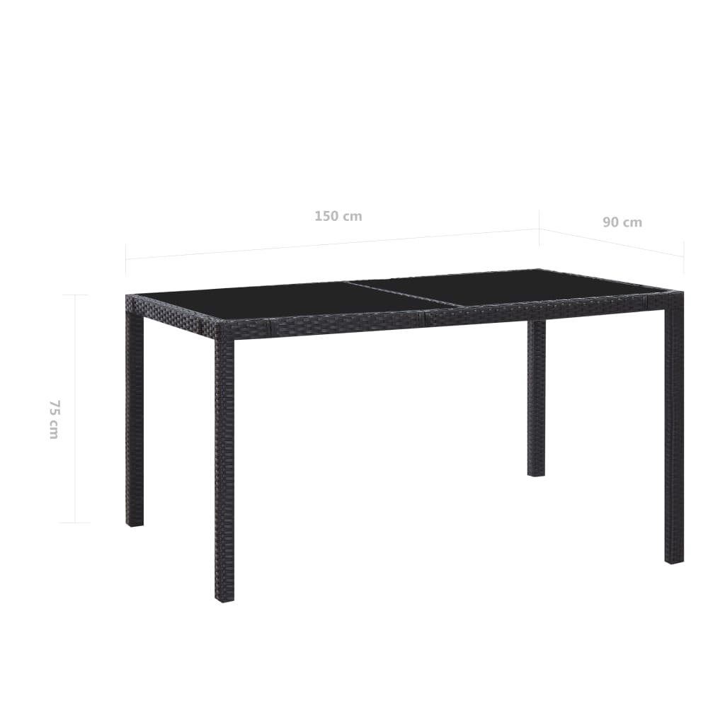 Set mobilier de grădină, 7 piese, negru, poliratan