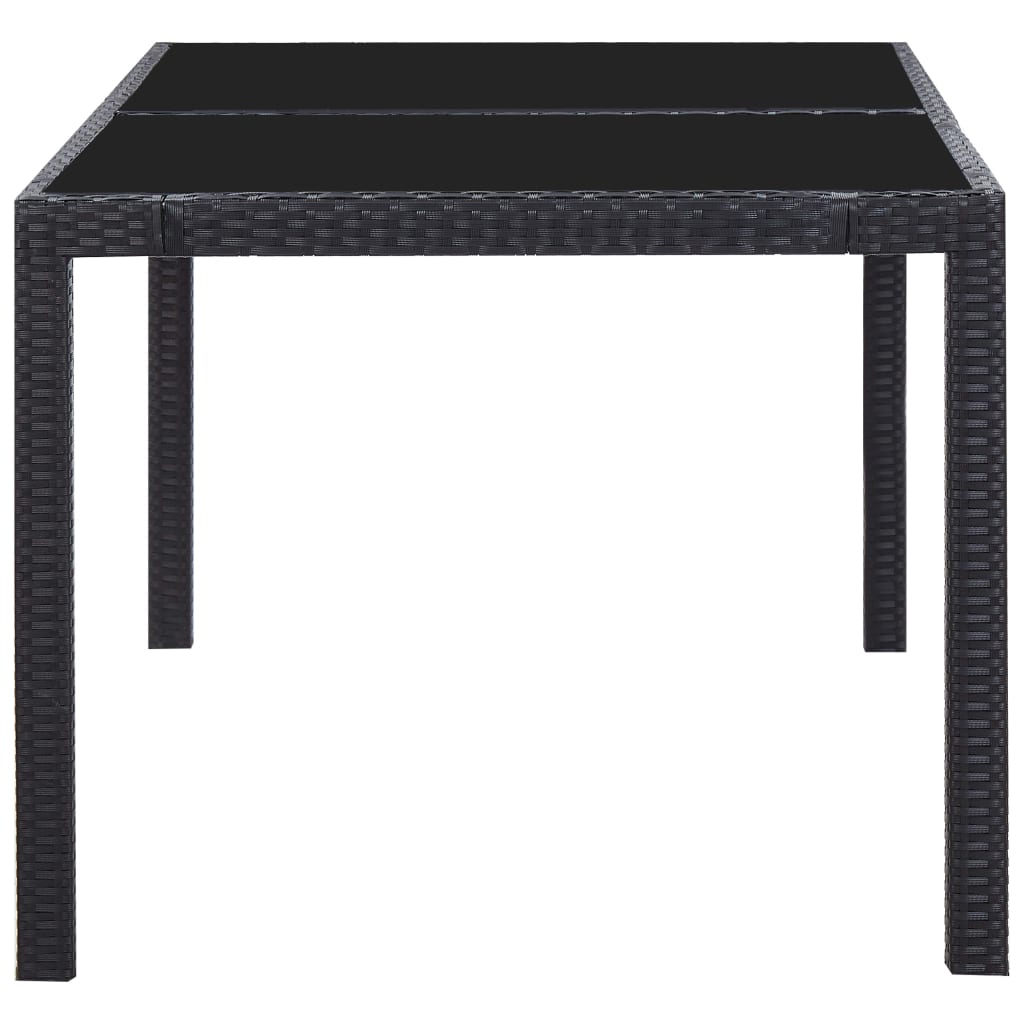 Set mobilier de grădină, 7 piese, negru, poliratan