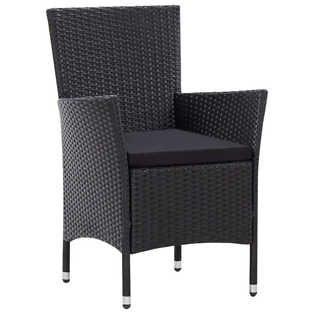 Set mobilier de grădină, 7 piese, negru, poliratan