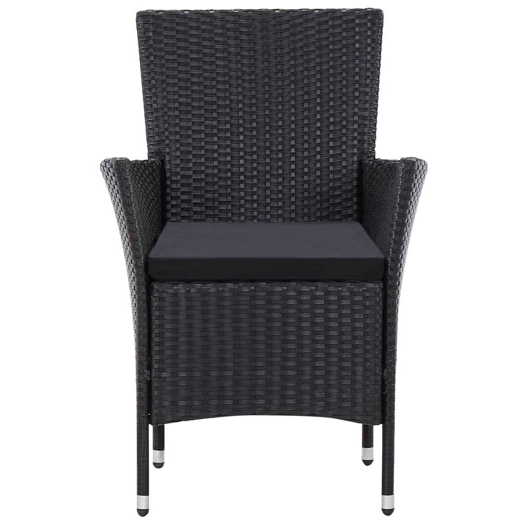 Set mobilier de grădină, 7 piese, negru, poliratan