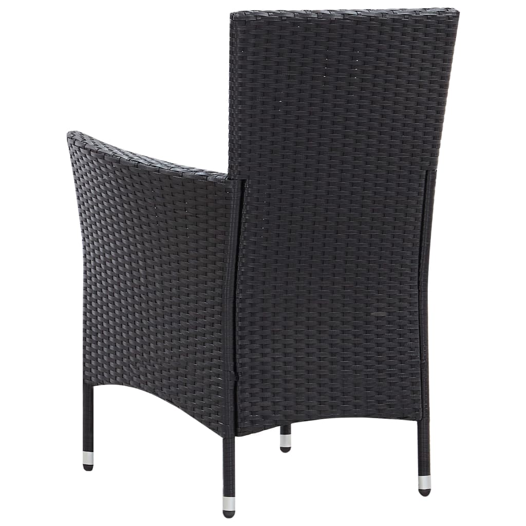 Set mobilier de grădină, 7 piese, negru, poliratan